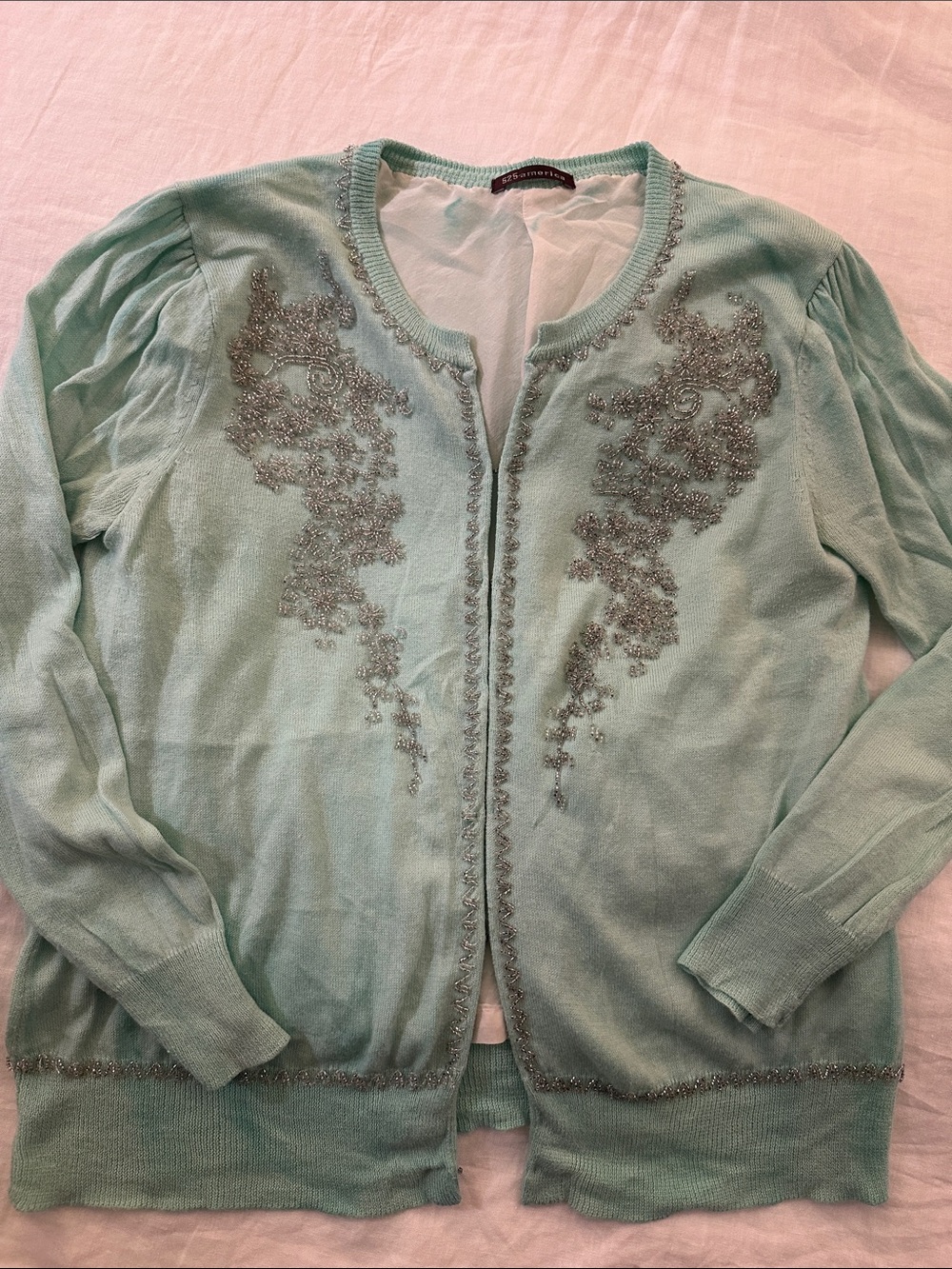 Embellished Cardigan in Turquoise Green